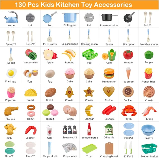 Thumbnail 1 de 130Pcs Kitchen Playset for Toddlers
