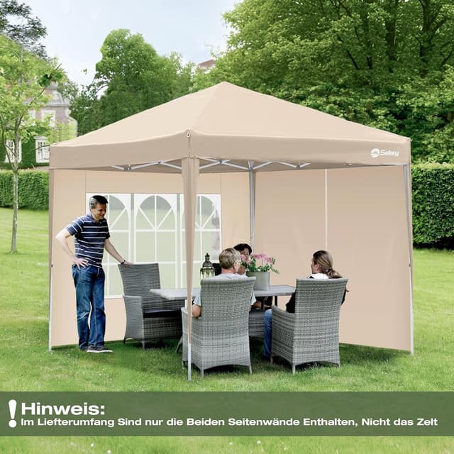 Thumbnail 6 de Sekey 2-teiliges Seitenwand-Set für Pavillon 3x3 m (wasserdicht, winterfest) – mit 1 Fenster & 1 Tür