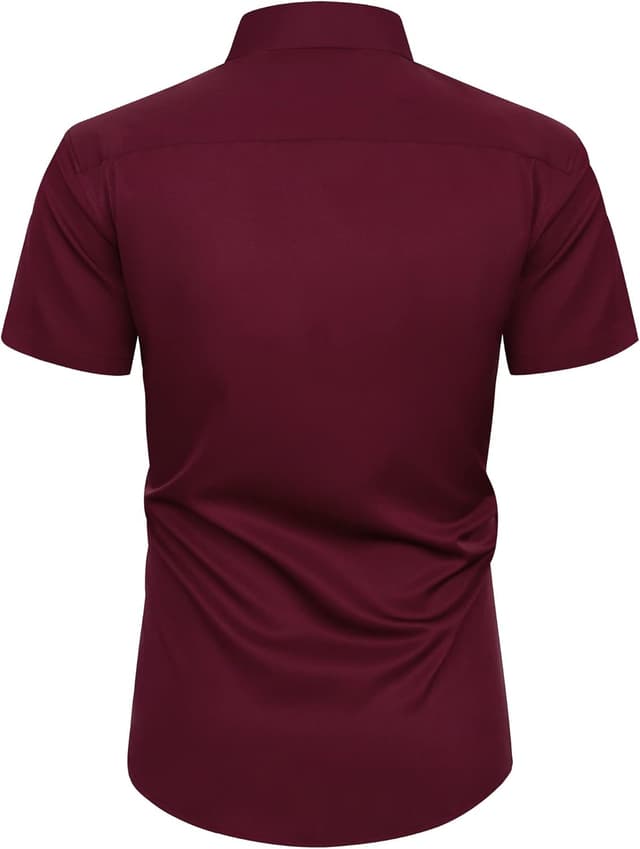 Detalle de siliteelon Herren Kurzarmhemd Casual Regular Fit bügelfrei & faltenfrei mit Tasche