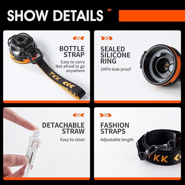 Detalle de TKK Half Gallon Water Bottle Jug with Straw (BPA-Free Tritan, 64 Oz) – Dishwasher Safe Jug for Gym, Travel & Outdoor