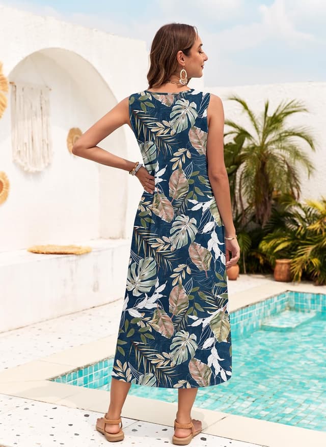 Detalle 2 de MOLERANI Women’s Summer Maxi Dress 2026 Sleeveless Button-Down Casual Loose Long Beach Dress