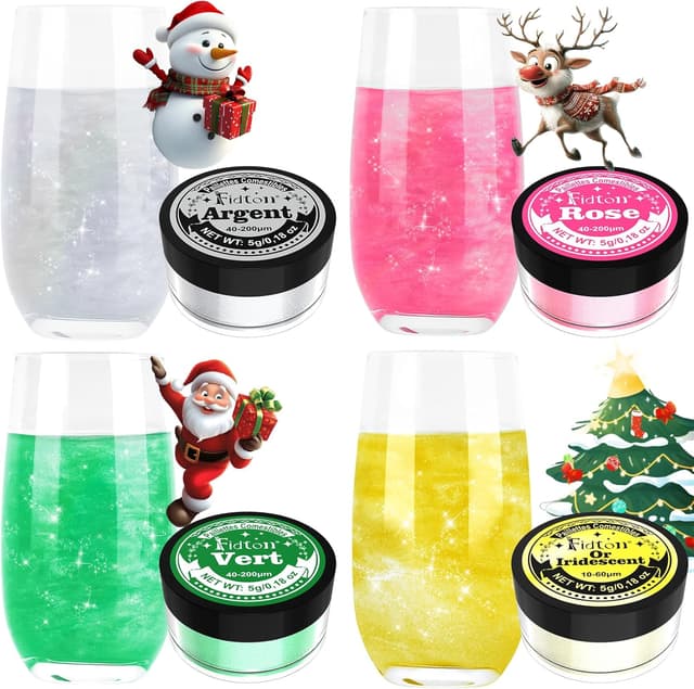 Detalle de Paillettes comestibles Fidton – kit 4 couleurs vives pour décoration de gâteaux et cocktails (5 g)