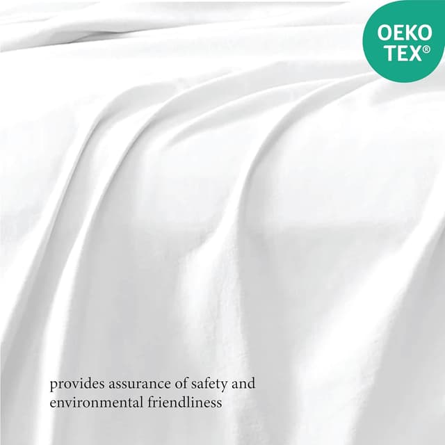 Detalle de Funky Gadgets Double Egyptian Cotton Flat Sheet (300 Thread Count) – 230 x 255cm white