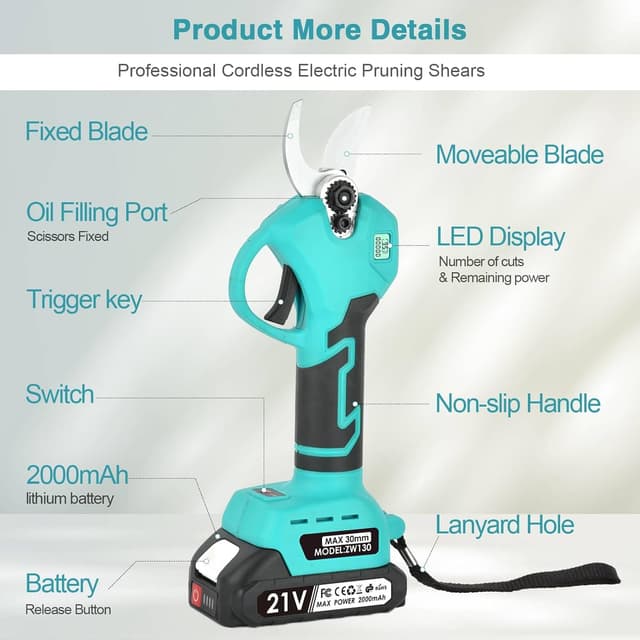 Thumbnail 4 de NUZEKY Tijeras de podar eléctricas 30 mm