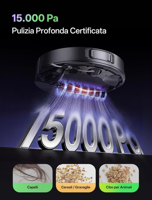 Detalle 2 de Vexilar W15 robot aspirapolvere lavapavimenti con mappatura LDS e svuotamento automatico senza sacco