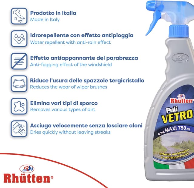 Detalle 2 de Rhütten Pulivetro antipioggia 750 ml: effetto idrorepellente e antiappannante