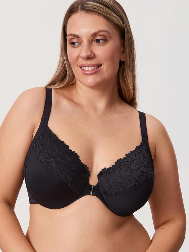 Detalle de Soutien-gorge femme DELIMIRA à armatures et fermeture devant en dentelle, grande taille