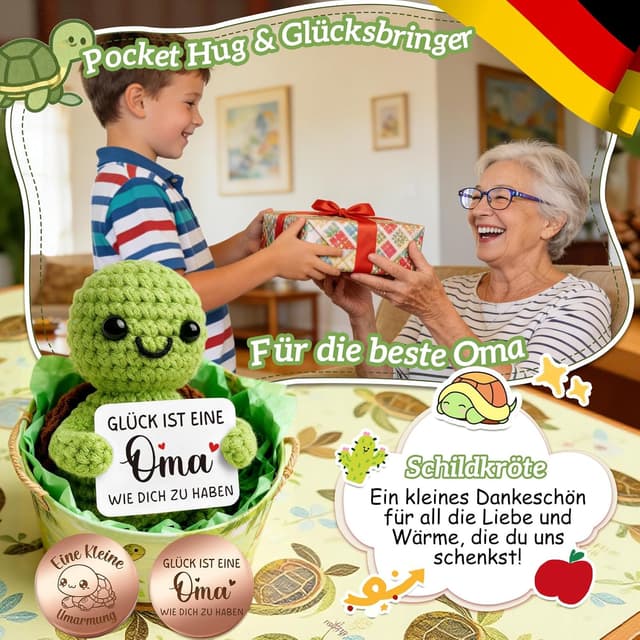 Detalle de Giftota Oma Geschenk Pocket Hug Schildkröte