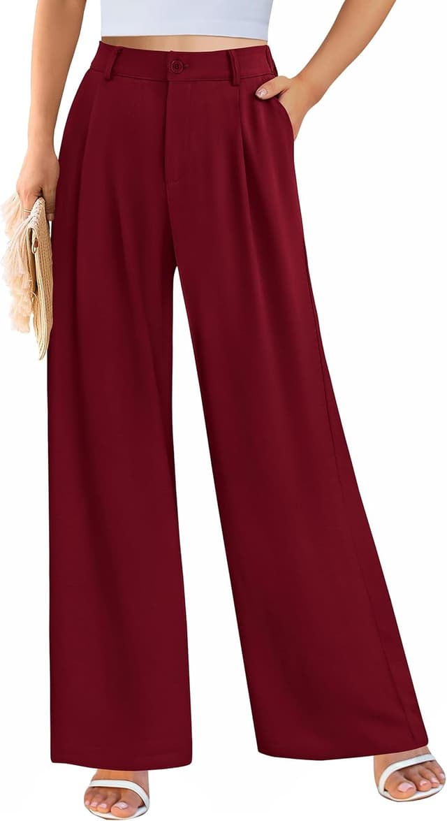 Detalle 2 de PRETTYGARDEN Wide Leg Pants for Women — High-Waisted Business Casual Work Pants with Pockets