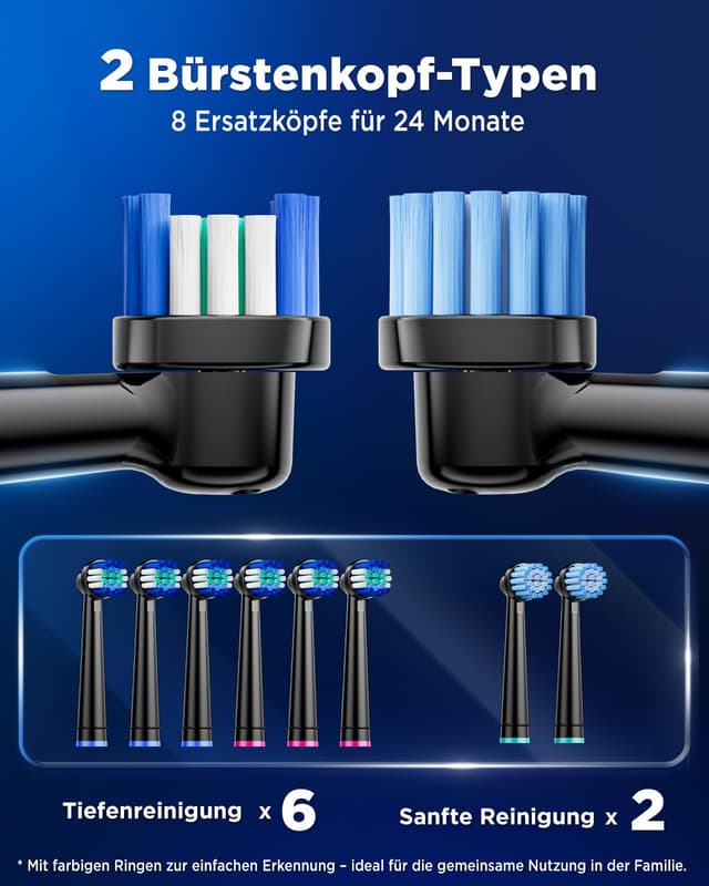 Detalle de Rotierende Zahnbürste mit 8 Aufsteckbürsten