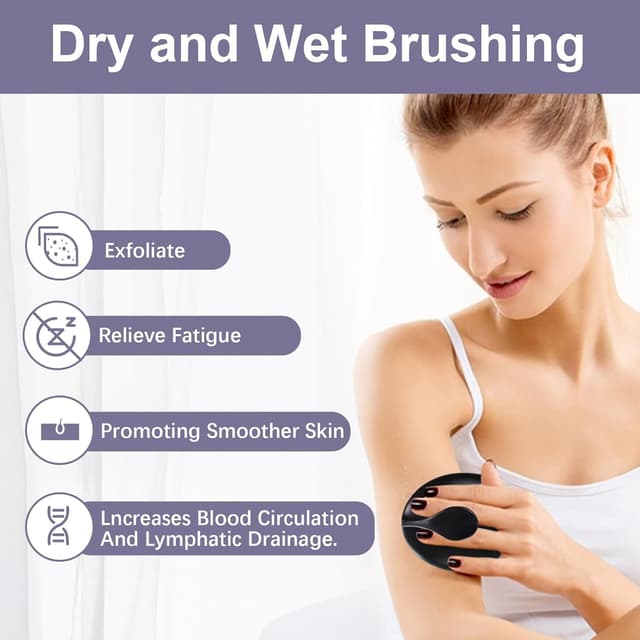 Thumbnail 1 de Dry Brushing Body Brush by Boar Bristles for exfoliation & lymphatic drainage 🫧