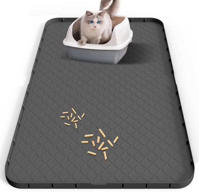 Detalle de Silikon Katzenklo Matte XXL 88 × 56 cm – wasserfest, rutschfest & leicht zu reinigen (schwarz)