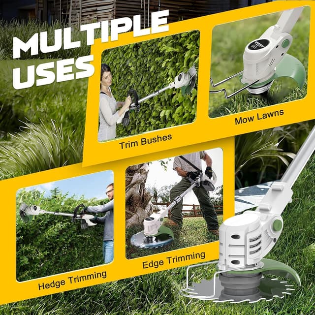 Detalle de Metal Blade 21V Cordless Strimmer with 16 Blades and Pruning Shears (15cm cutting diameter)