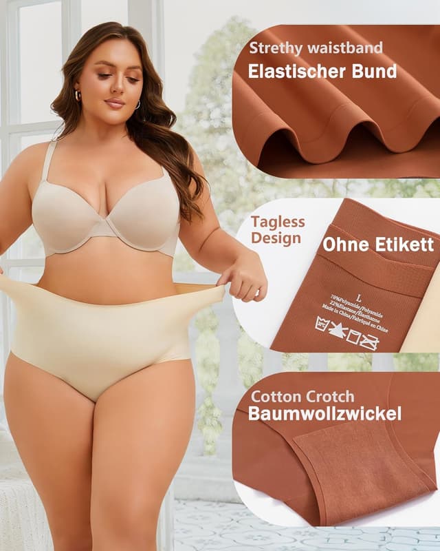 Detalle 2 de Nahtlose High Waist Slips für Damen, 3er-Pack