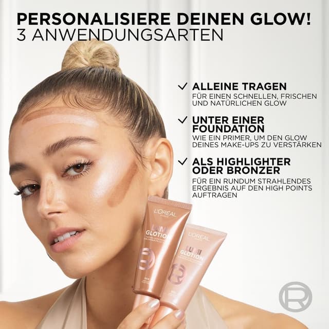 Detalle de L'Oréal Paris Lumi Glotion 902 Light Glow – flüssiger Multi-Use Highlighter für Gesicht & Körper