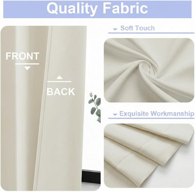 Detalle de Simplebrand Ava Ivory Light Filtering Curtains, 2-Panel Set (63 Inch Length)