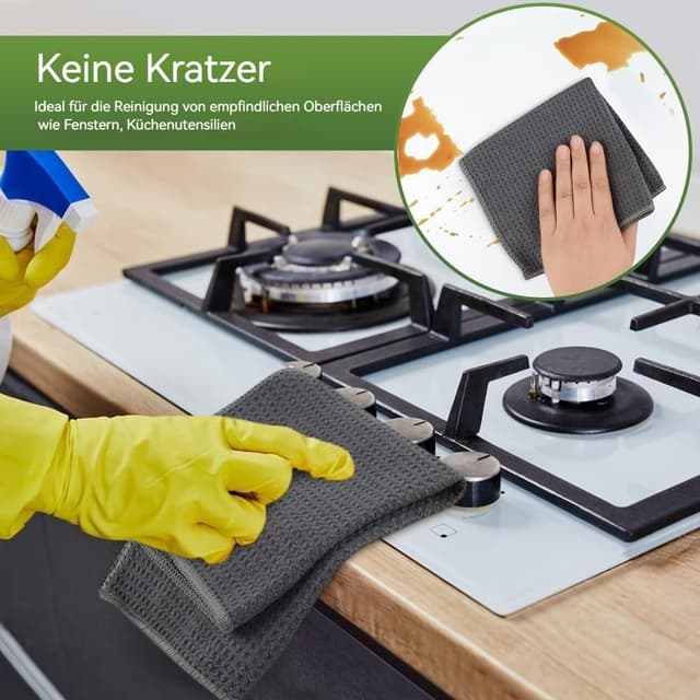 Detalle 2 de KinHwa Mikrofaser-Reinigungstücher (6er Set) grau, 30 x 30 cm – waschbar, saugstark