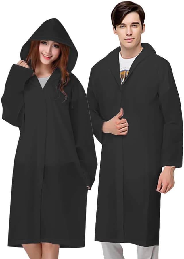 Detalle de Vicloon Poncho Impermeabile in EVA (con cappuccio) – confezione da 2 poncho da pioggia riutilizzabili per uomo e donna