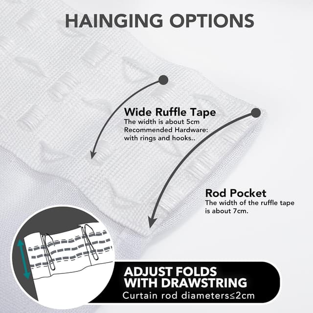 Thumbnail 5 de Deconovo Voile Vorhang 280x140 Weiß