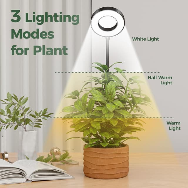 Detalle de Bamworld LED Grow Light con timer e intensità regolabile, luce a spettro completo per piante da interno