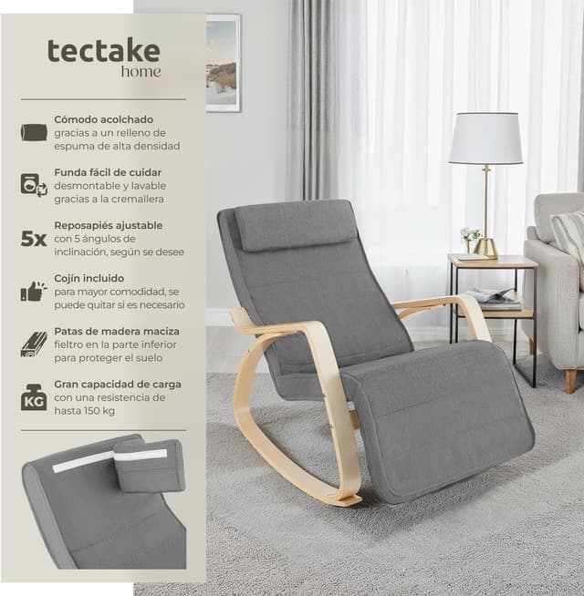 Thumbnail 3 de tectake® Silla Mecedora Ergonómica 5 posiciones