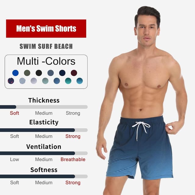 Detalle de Aisprts Costume da bagno uomo 2 in 1 con fodera a compressione, idrorepellente e asciugatura rapida