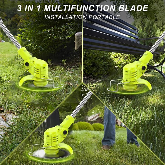 Detalle 2 de Wrneaoch 21V cordless metal blade strimmer with 16 blades (15cm cutting diameter)