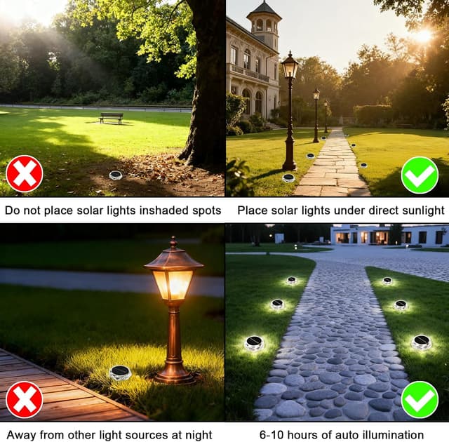 Detalle 2 de Hqynss solar ground lights outdoor (6-pack) with IP65 protection and 8 LEDs – cool white