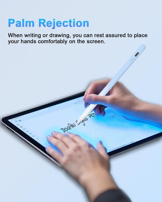 Detalle de Dogain Stylus Pen for iPad (2018–2025) with Type-C Charging – Palm Rejection, Tilt Sensitivity & Extra Tips (Gradient Blue)
