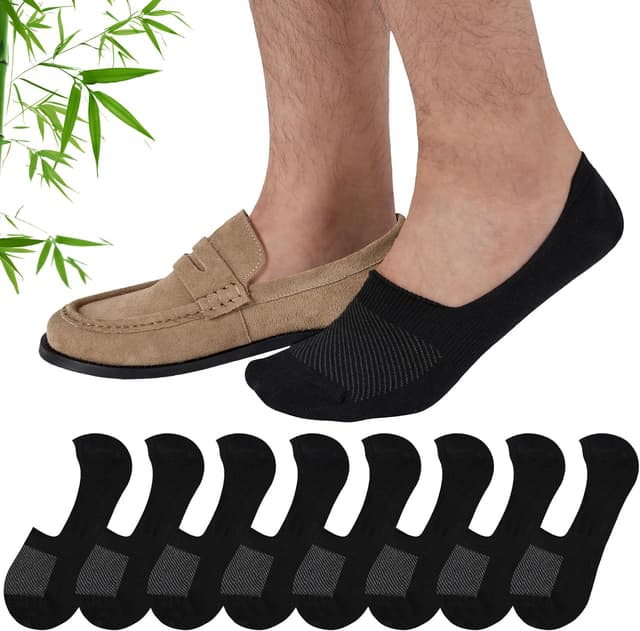 Detalle de SukModen 8 Pairs No Show Loafer Socks for Men – Invisible Low Cut Bamboo Trainer Socks