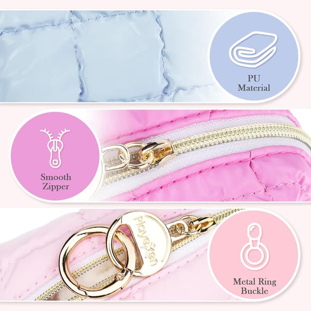 Detalle de Playexen Mini Kosmetiktasche für Make-up, Klein Schminktasche (ca. 11 × 5,5 × 8,5 cm) in Rosa