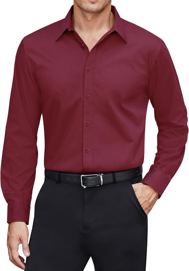 Detalle 2 de J.VER Men’s Long Sleeve Dress Shirt with Stain Shield, Stretch & Non-Iron finish
