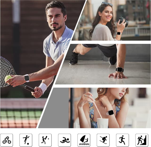 Detalle de Higgs 4 Pack Sport Straps for Apple Watch (11/10, 42mm/40mm/41mm/38mm) – Soft Silicone Replacement Bands