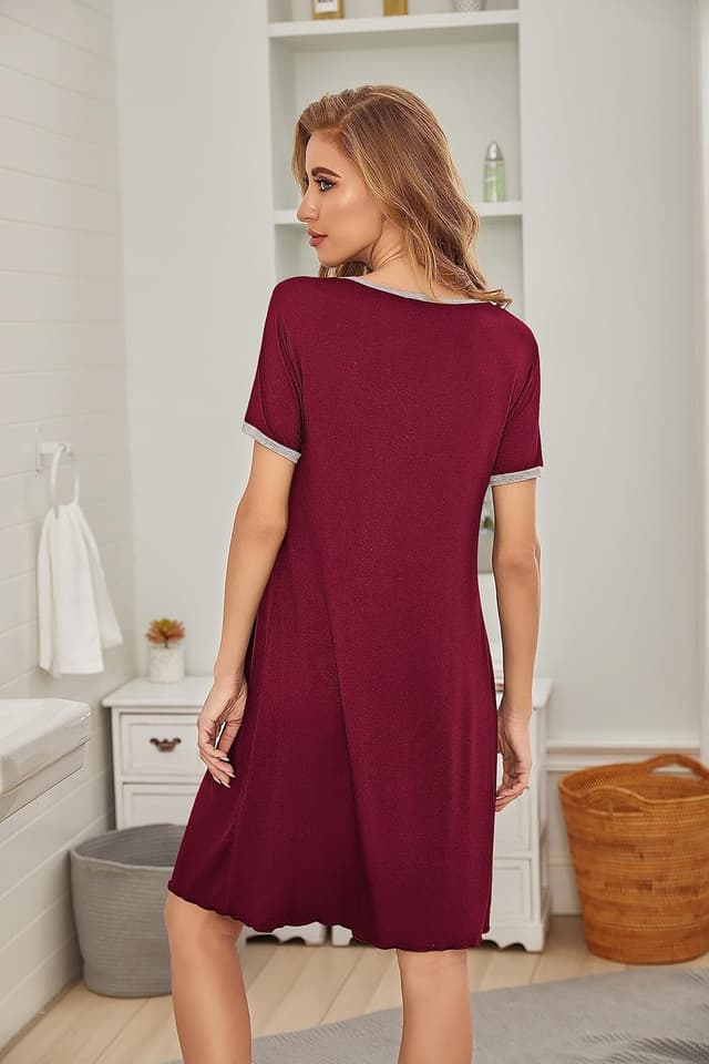 Detalle de Ekouaer Donna camicia da notte estiva/pigiama taglie forti con manica corta e scollo tondo S-3XL