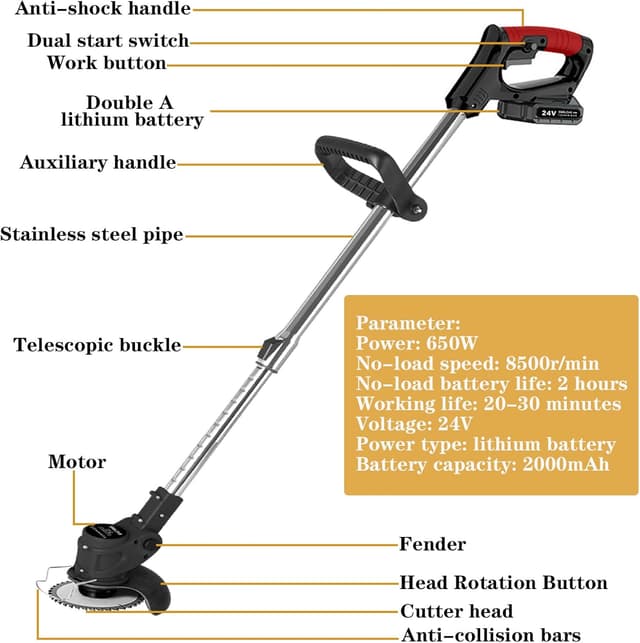 Thumbnail 5 de SMILOVII 21V Cordless Strimmer with Telescopic Handle