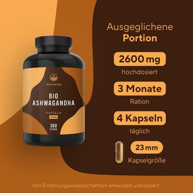 Detalle 2 de TRUE NATURE Bio Ashwagandha 360 Kapseln 2600 mg