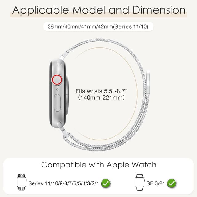 Detalle 2 de Original Milanese Loop 44mm adjustable band for Apple Watch