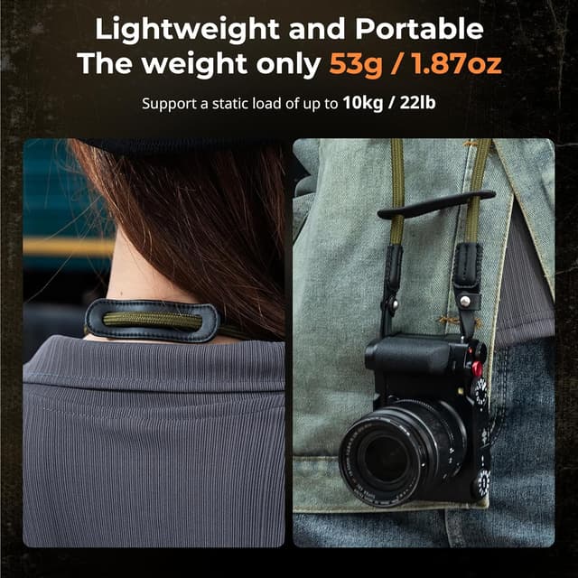 Detalle 2 de SMALLRIG Shoulder Strap für Kamera – verstellbarer geflochtener Schultergurt mit O-Ring und Lederpolster