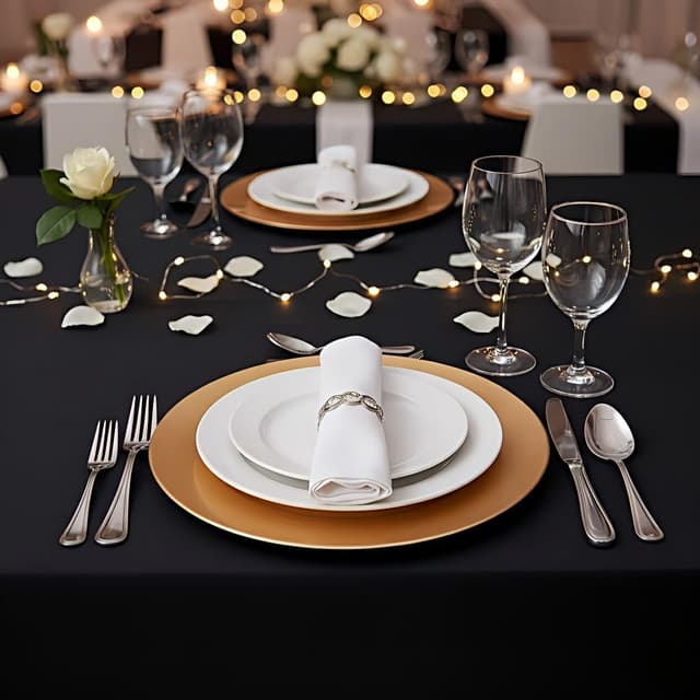 Detalle de Surmente Black Tablecloth 90 x 132-inch Rectangle 🍽