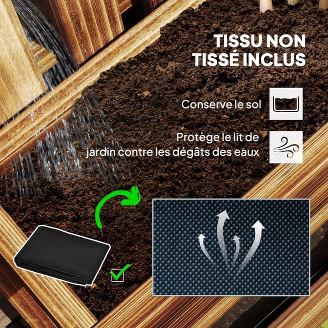 Thumbnail 4 de Outsunny Jardinière Murale 3 bacs Bois Carbonisé