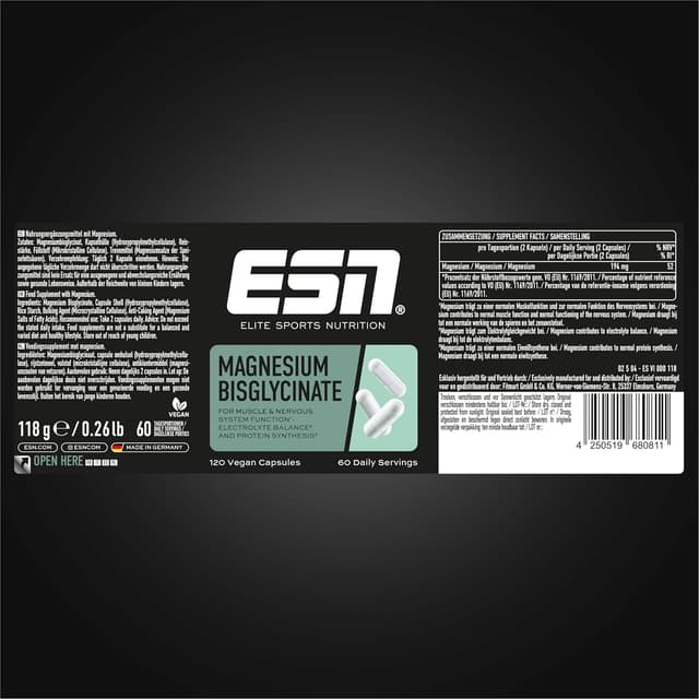 Detalle 2 de ESN Magnesium Caps 120 Kapseln – 194 mg Tagesportion 💊