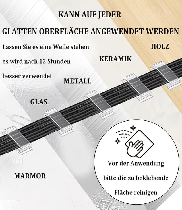 Detalle 1 de MiuCo Kabelklemmen Set 60 Stück, transparent