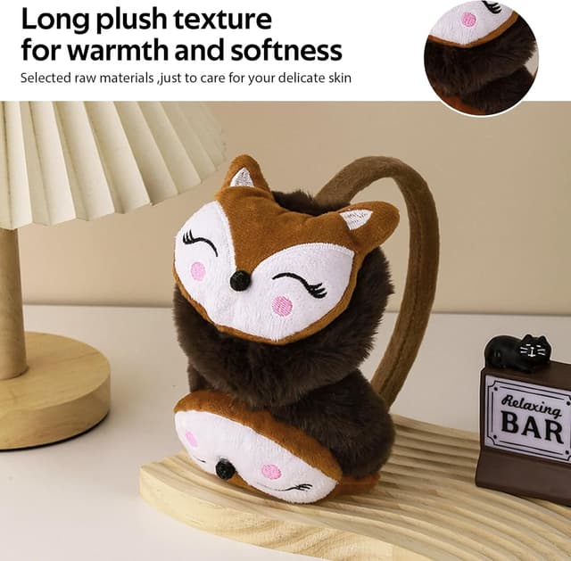 Detalle de Uoimky Ohrenwärmer für Kinder mit Fuchs-Motiv – winddicht, einstellbar