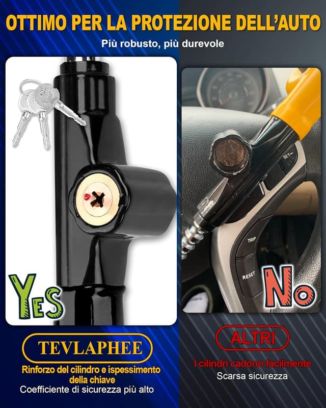 Thumbnail 2 de Tevlaphee Blocco Volante Serratura Sicurezza