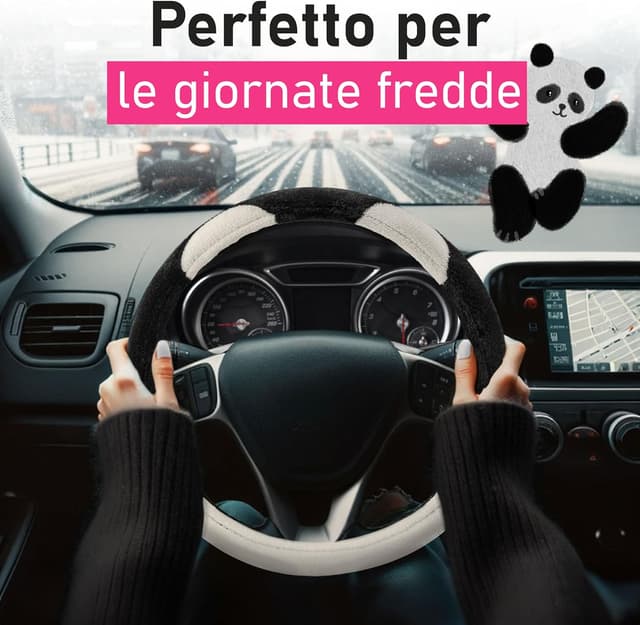 Thumbnail 2 de Upgrade4cars Coprivolante 37-39 cm peloso nero-bianco