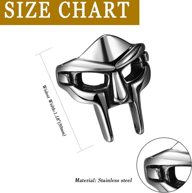 Detalle de Cupimatch Signet Doom Mask Ring Gothic