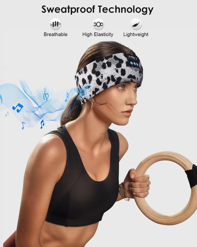 Detalle 2 de LC-dolida Sleep Headphones Headband (Bluetooth 5.4) with Microphone, USB-C Wireless Sleep Mask & Sports Headband 3-in-1