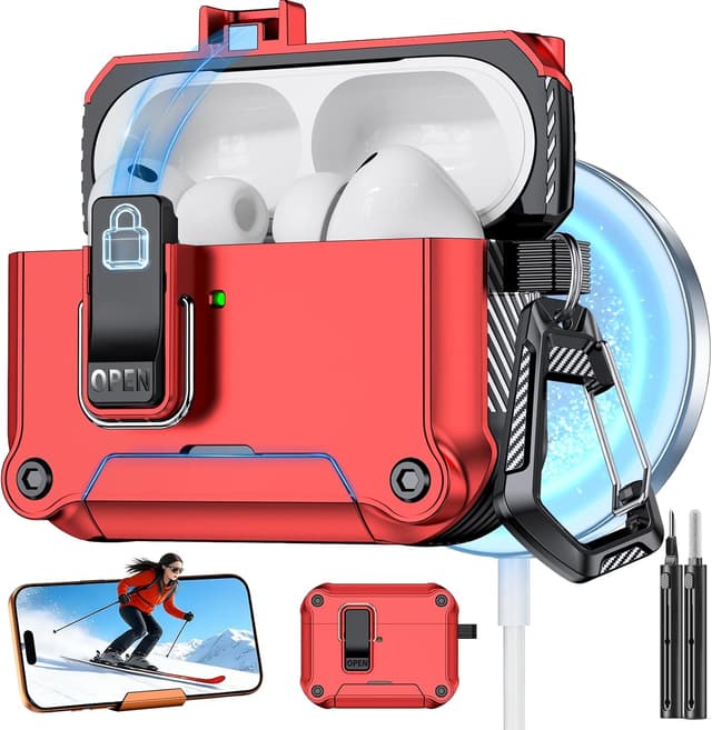 Thumbnail 6 de Pohgelan Magnetic Automatic Lock Case Cover for AirPods Pro 3 (2025) — TPU/PC with Cleaning Kit