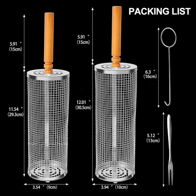 Thumbnail 2 de 2 Stück Rollendes Grillkorb 30 x 10cm 🍖