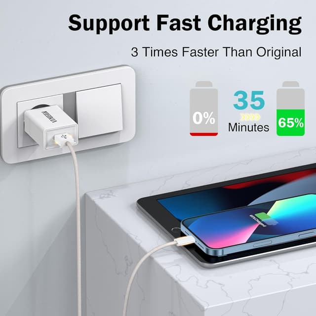 Detalle de NIBIKIA Cavo iPhone Apple certificato MFi USB-A a Lightning (2 m, 2 pack)